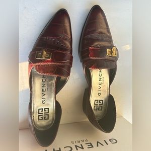Givenchy Brown Embossed Leather Flats - Size 8